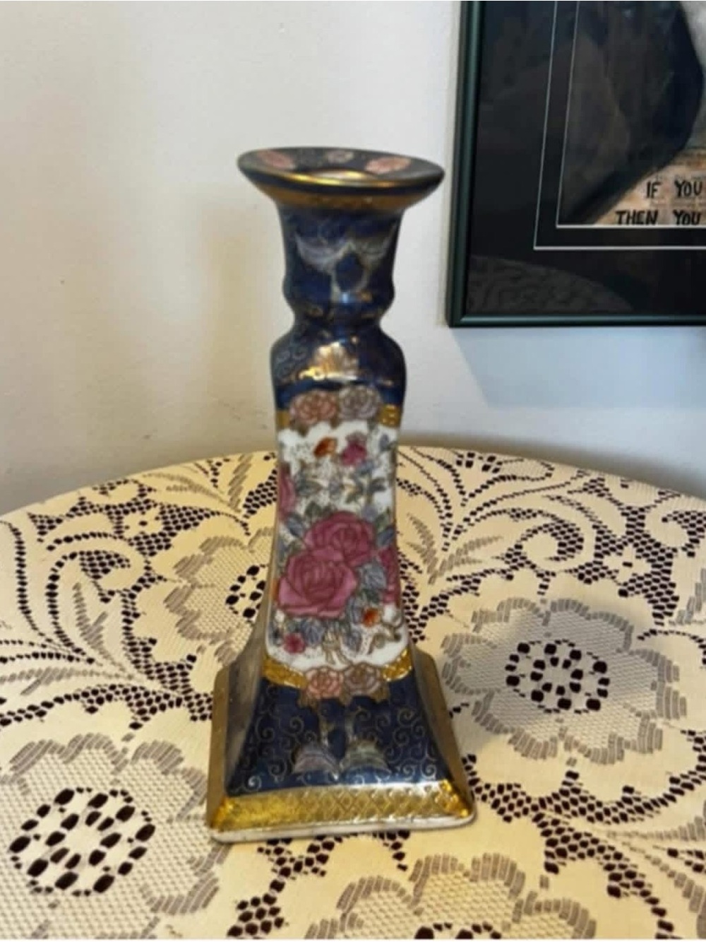 Vintage Cloissone Floral Candlestick. GVC
